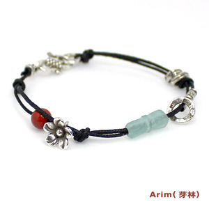 Roman glass &amp;black cord bracelet