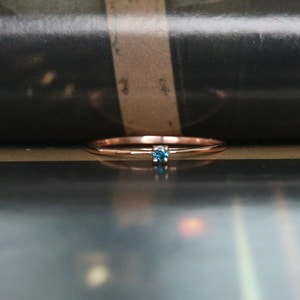 4월 탄생석 청 다이아몬드 14k 반지(14k 실반지.14k 링)
